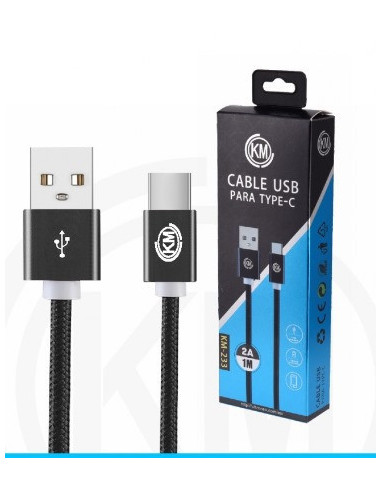 KM-233 CABLE TYPE-C TRENZADO NYLON [NEGRO]