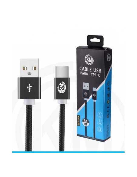 KM-233 CABLE TYPE-C TRENZADO NYLON [NEGRO]