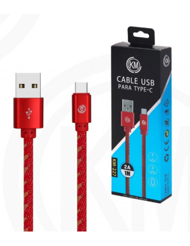 KM-227 CABLE TYPE-C TRENZADO MEZCLILLA [ROJO]
