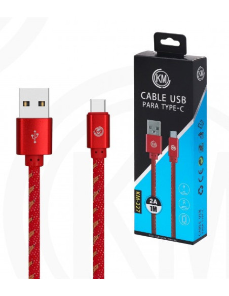KM-227 CABLE TYPE-C TRENZADO MEZCLILLA [ROJO]
