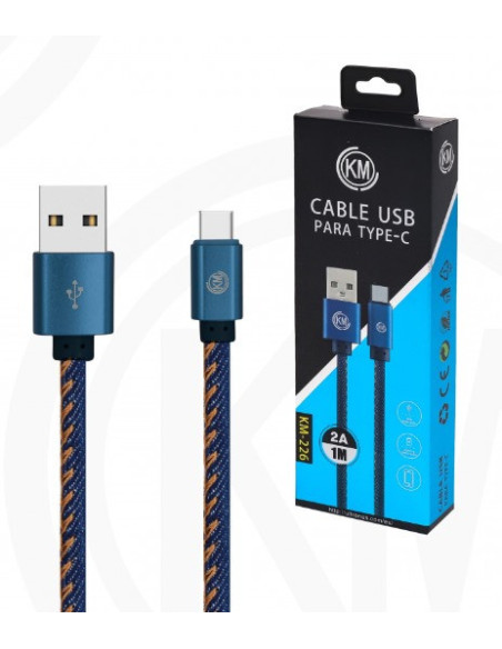 KM-226 CABLE TYPE-C TRENZADO MEZCLILLA [AZUL]