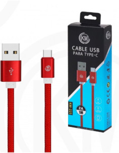 KM-225 CABLE TYPE-C TRENZADO NYLON [ROJO] 2