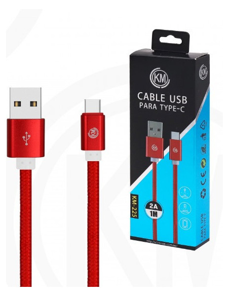 KM-225 CABLE TYPE-C TRENZADO NYLON [ROJO]
