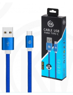 KM-224 CABLE TYPE-C TRENZADO NYLON [AZUL] 2