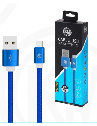 KM-224 CABLE TYPE-C TRENZADO NYLON [AZUL]