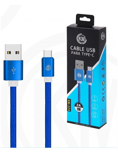 KM-224 CABLE TYPE-C TRENZADO NYLON [AZUL]