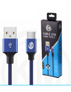 KM-222 CABLE TYPE-C TRENZADO [AZUL] 2