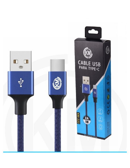 KM-222 CABLE TYPE-C TRENZADO [AZUL]