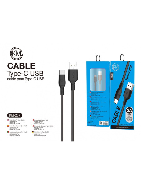 KM-207 CABLE TYPE-C 1M [NEGRO]