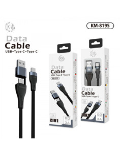 KM-8195 CABLE 2-IN-1 USB/TYPE-C A TYPE-C [NEGRO] 2
