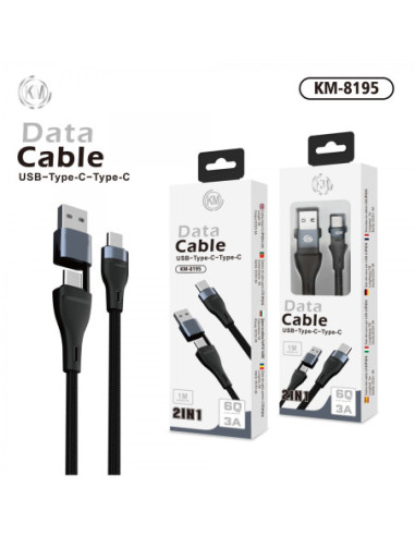 KM-8195 CABLE 2-IN-1 USB/TYPE-C A TYPE-C [NEGRO]