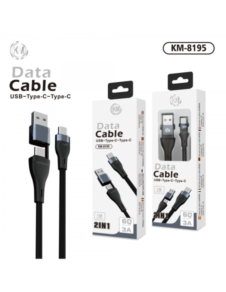 KM-8195 CABLE 2-IN-1 USB/TYPE-C A TYPE-C [NEGRO]