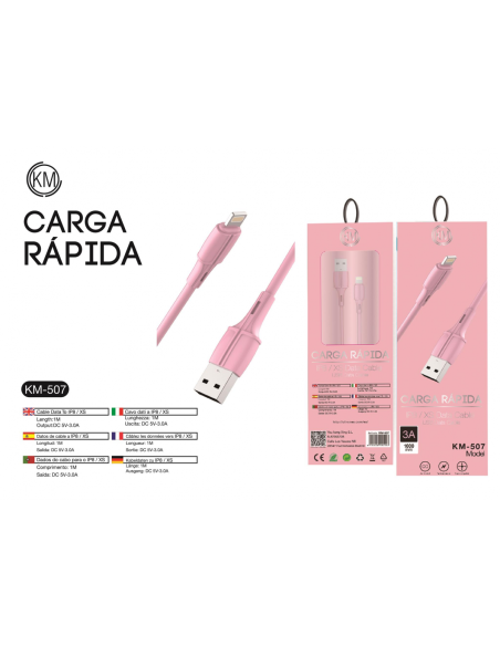 KM-507 CABLE LIGHTNING MACARON [ROJO]