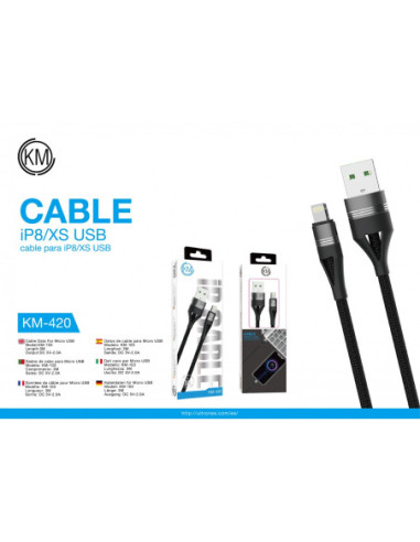KM-420 CABLE LIGHTNING TRENZADO NYLON [NEGRO]