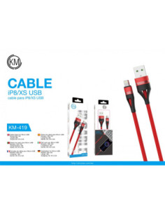 KM-419 CABLE LIGHTNING TRENZADO NYLON [ROJO] 2