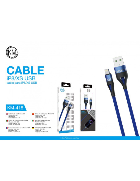 KM-418 CABLE LIGHTNING TRENZADO NYLON [AZUL]