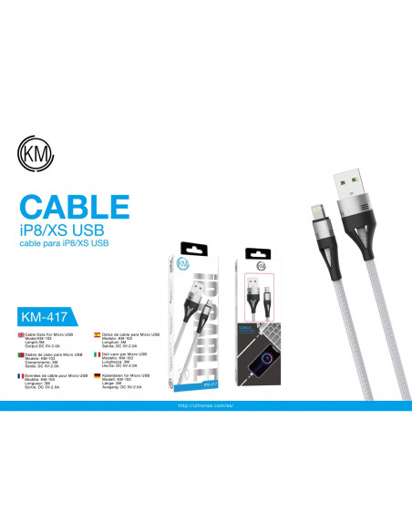 KM-417 CABLE LIGHTNING TRENZADO NYLON [BLANCO]