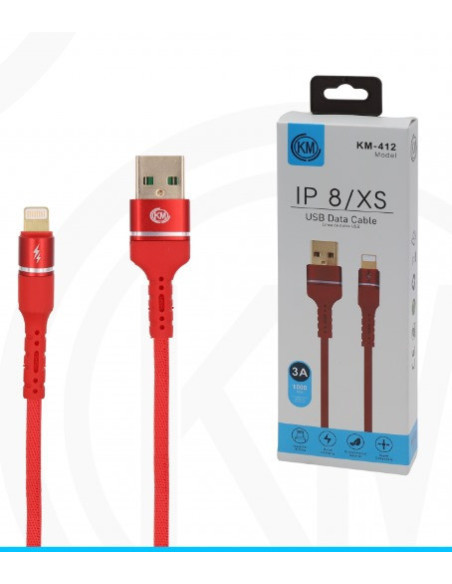 KM-412 CABLE LIGHTNING ALUMINIO TRENZADO [ROJO]