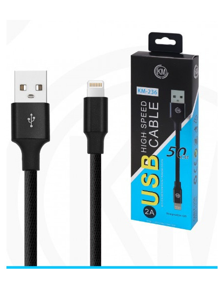 KM-236 CABLE LIGHTNING 50CM TRENZADO [NEGRO]