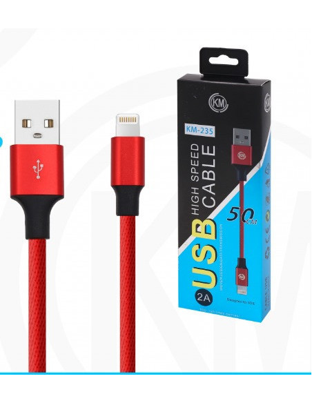 KM-235 CABLE LIGHTNING 50CM TRENZADO [ROJO]