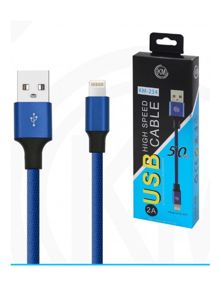 KM-234 CABLE LIGHTNING 50CM TRENZADO [AZUL]