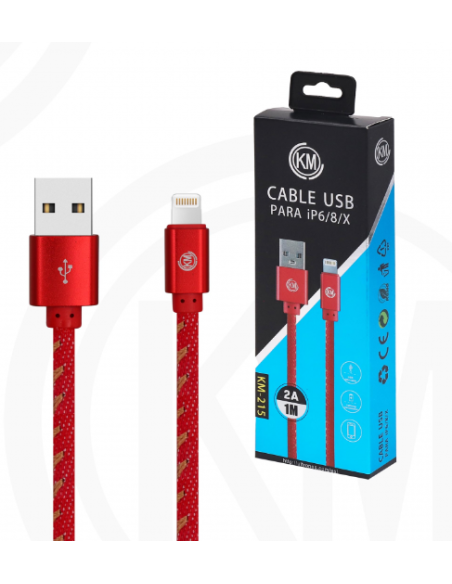 KM-215 CABLE LIGHTNING TRENZADO MEZCLILLA [ROJO]