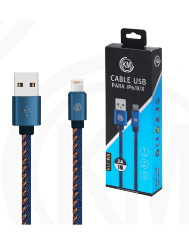 KM-214 CABLE LIGHTNING TRENZADO MEZCLILLA [AZUL]