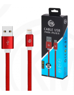 KM-213 CABLE LIGHTNING TRENZADO NYLON [ROJO] 2
