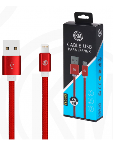 KM-213 CABLE LIGHTNING TRENZADO NYLON [ROJO]
