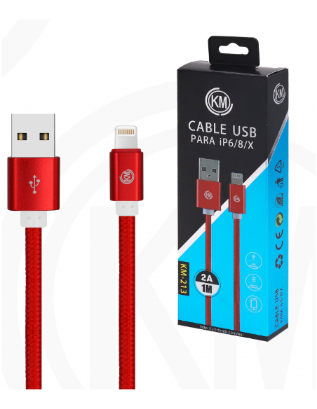KM-213 CABLE LIGHTNING TRENZADO NYLON [ROJO]