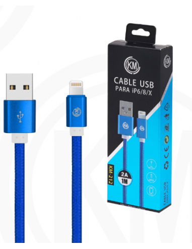 KM-212 CABLE LIGHTNING TRENZADO NYLON [AZUL]