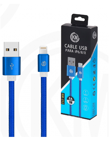 KM-212 CABLE LIGHTNING TRENZADO NYLON [AZUL]