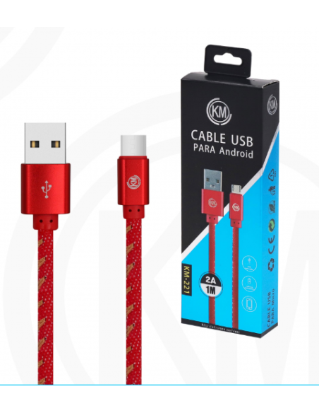 KM-211 CABLE LIGHTNING TRENZADO [ROJO]