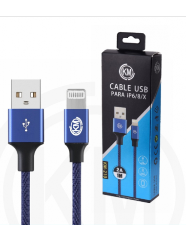 KM-210 CABLE LIGHTNING TRENZADO [AZUL]