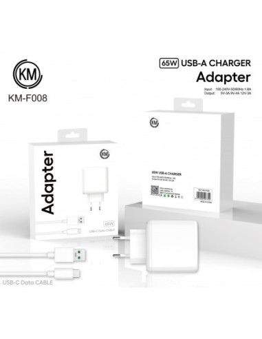 KM-F008 CARGADOR PARED 65W CABLE TYPE-C SOLO PARA OPPO