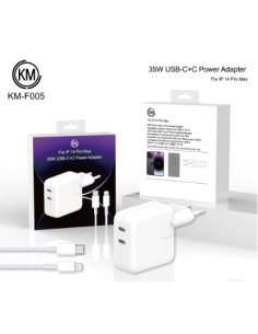 KM-F005 CARGADOR PARED 35W PUERTO_C+C CABLE TYPE-C A LIGHTNING 2