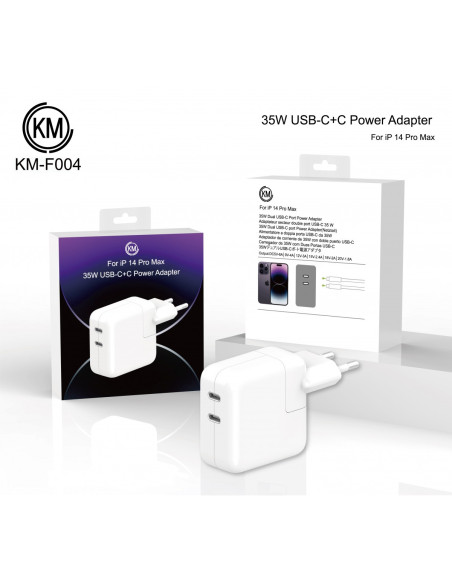 KM-F004 CARGADOR PARED 35W PUERTO_C+C SIN CABLE