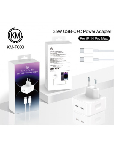 KM-F003 CARGADOR PARED 35W PUERTO_C+C CABLE TYPE-C A TYPE-C