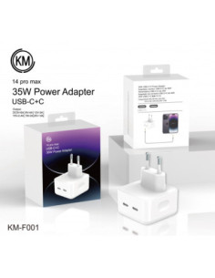 KM-F001 CARGADOR PARED 35W PUERTO_C+C SIN CABLE 2
