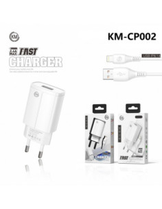 KM-CP002 CARGADOR PARED 2.4A 1*PUERTO_A CABLE LIGHTNING 2