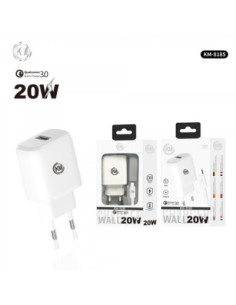 KM-8185 CARGADOR PARED 20W CABLE TYPE-C 2