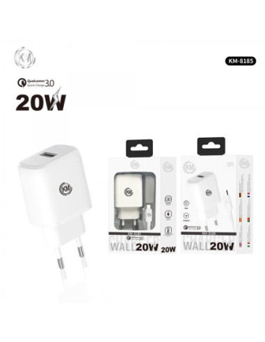 KM-8185 CARGADOR PARED 20W CABLE TYPE-C