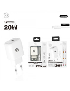 KM-8184 CARGADOR PARED 20W CABLE LIGHTNING 2