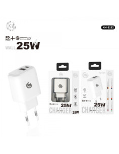 KM-8182B CARGADOR PARED 25W PUERTO_A+C SIN CABLE 2