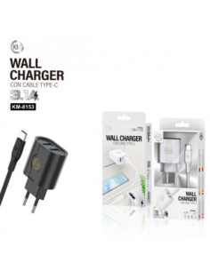 KM-8153 CARGADOR PARED 3.1A CABLE TYPE-C [BLANCO] 2