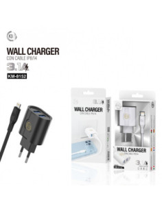 KM-8152 CARGADOR PARED 3.1A CABLE LIGHTNING [BLANCO] 2