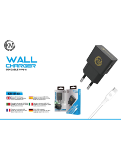 KM-8149 CARGADOR PARED CABLE TYPE-C [NEGRO] 2