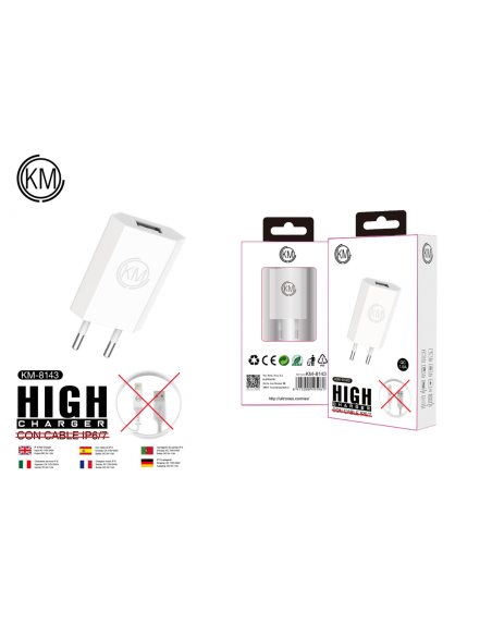 KM-8143 CARGADOR PARED 1A SIN CABLE