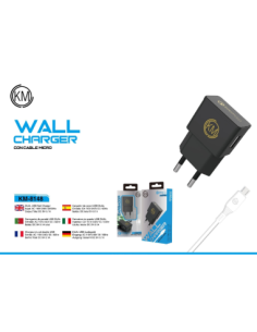 KM-8148 CARGADOR PARED CABLE MICRO-USB [NEGRO] 2