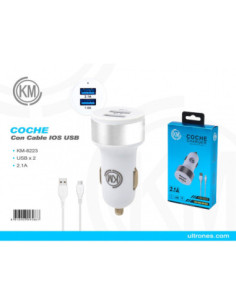 KM-8223 CARGADOR COCHE CABLE LIGHTNING [PLATA] 2